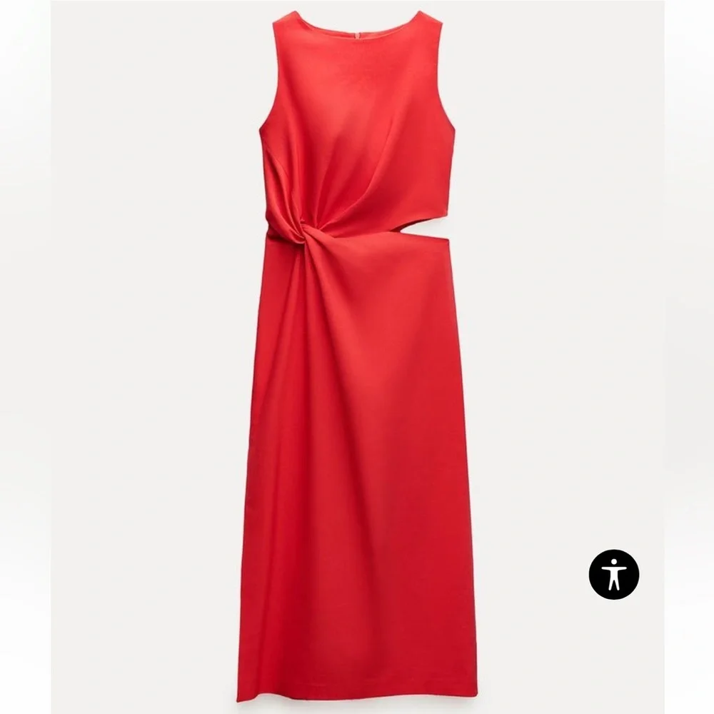Zara Red Asymmetrical Dress - Picture 5 of 9